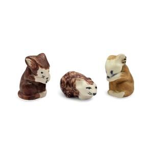 Set Of 3 Vtg Miniature Mice Mouse Pottery Ceramic Figurines Fairy Garden Decor